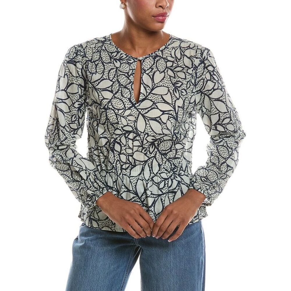 Velvet By Graham & Spencer Womens  Wynne Printed Voile Top, Gray